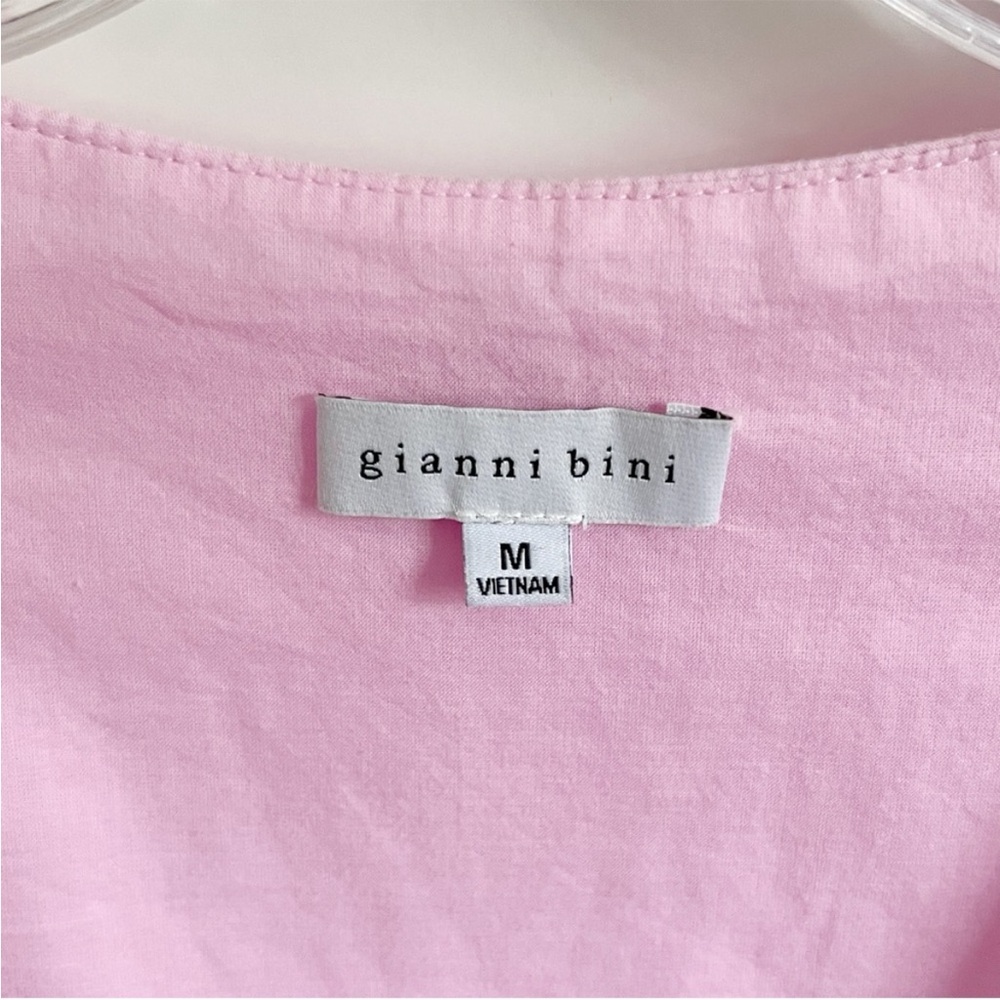 Gianni Bini Shelley dress pink v neck wrap long sleeve tiered tie - Picture 7 of 10